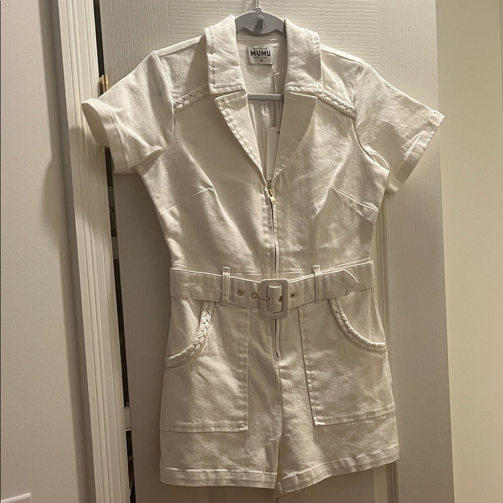Show Me Your MUMU Women's White Denim Romper NWT